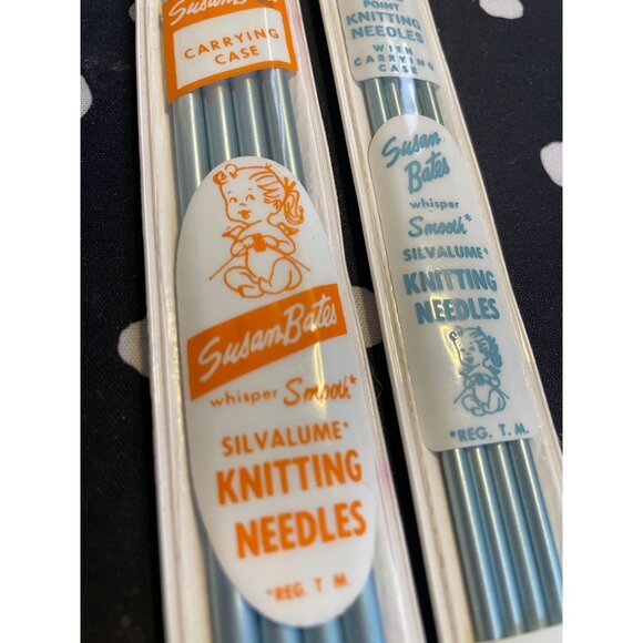 Vintage lot Susan Bates knitting needles 11107 SILVALUME with carrying case 7" U - Picture 2 of 6